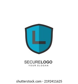 Plantilla de logotipo de logotipo de diseño de logotipo de seguridad de blindaje de carta L