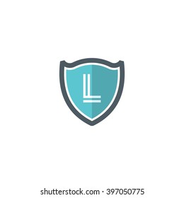  Letter L in shield/crest logo icon. Alphabet logotype vector design template.