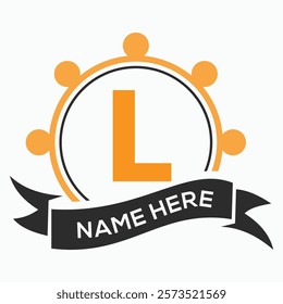 Letter L Ship Wheal Logo Concept For Ship and Boat Steering Wheel Symbol. Boat Wheel Control Symbol