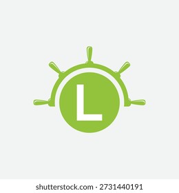 Letra L Conceito do logotipo da roda de navio