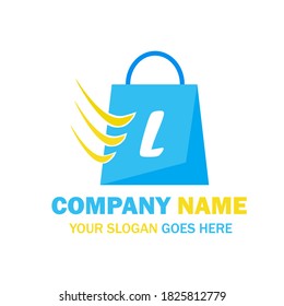 Letter L Shopping Bag Logo Design. Online Shop Logo. App Shopping Logo