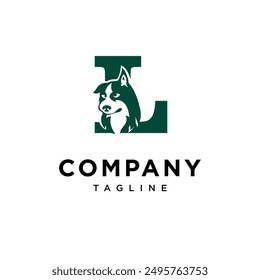 Letter L Siberian Husky Dog Logo