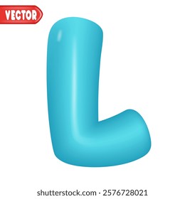 letter L. letter sign blue color. Realistic 3d design Glossy letters in cartoon balloon style. Isolated on white background. vector illustration