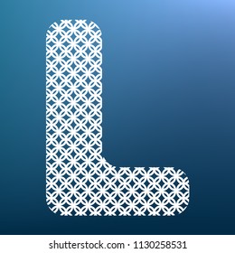 Letter L sign design template element. Vector. White textured icon at lapis lazuli gradient background.