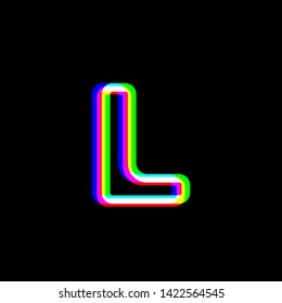 Letter L sign design template element. Red, green and blue unfocused contour icon at black background. Illustration.