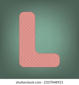 Letter L sign design template element. Apricot Icon with Brick Red parquet floor graphic pattern on a Ebony background. Feldgrau. Green. Illustration.