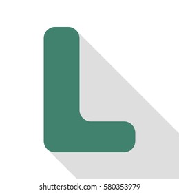 Letter L sign design template element. Veridian icon with flat style shadow path.