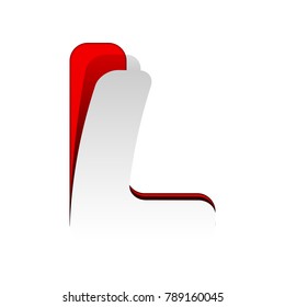 Letter L sign design template element. Vector. Detachable paper icon with red body stock. Isolated.