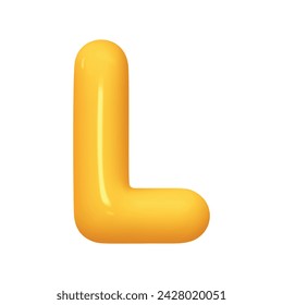 letter L. letter sign yellow color. Realistic 3d design in cartoon balloon style. Isolated on white background. vector illustration