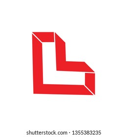 letter l simple 3d geometric logo vector