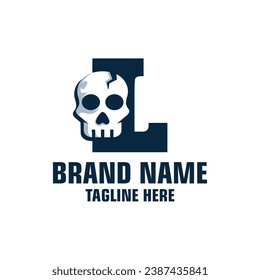 Letter L Skull Logo Design Template Inspiration, Vector Illustration.