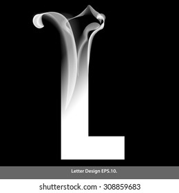 Letter L with smoke waves. Vector illustration. You can easily change the background color without having to do with character and smoke.