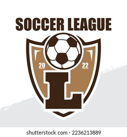 Letter L soccer team logo design template, football team or club, Football logo with shield
