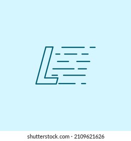 elemento de diseño del logotipo de velocidad L de letra. logotipo de arte de línea con fondo azul.