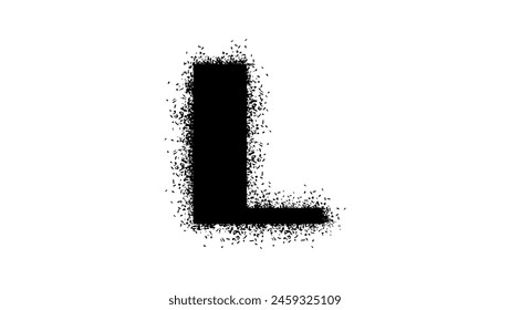 letter L with Spray Paint Drips, black isolated silhouette