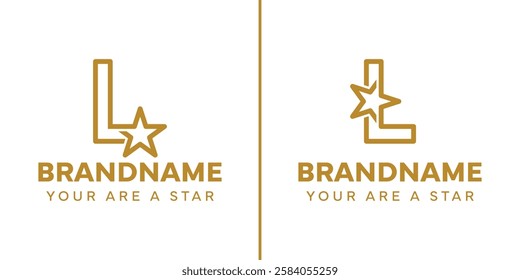 Letter L Star Logo Set, representing success, freedom and premium