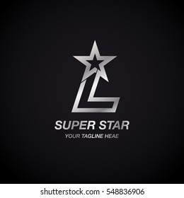 Letter L Star logo,Silver Color,Winner, Award, Premium logotype