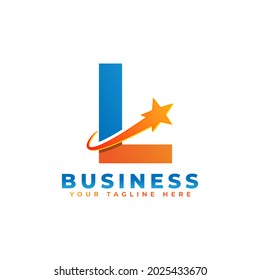 Letter L with Star Swoosh Logo Design. Suitable for Start up, Logistic, Business Logo Template