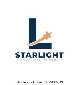 Letter L with Star Swoosh Logo Design. Suitable for Start up, Logistic, Business Logo Template
