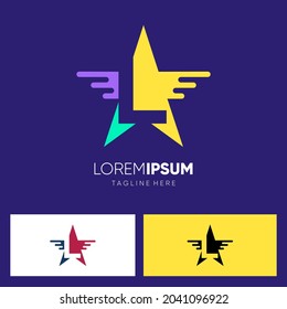 Letter L Star or with Wing Logo Design Vector Icon Graphic Emblem Illustration