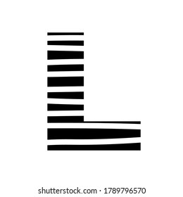 Letter L - striped mottled font - isolated, vector illustration