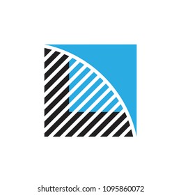 letter l stripes arrow square design logo