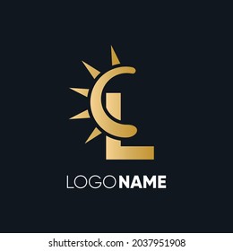 Letter L Sun Logo Design Vector Icon Graphic Illustration Emblem Background Template