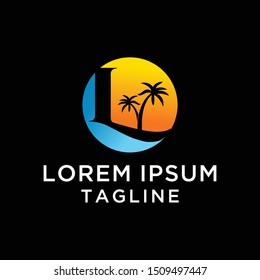 Letter L with Sunset Logo Template