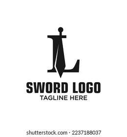 Letter L Sword Logo Design Template Inspiration, Vektorgrafik.