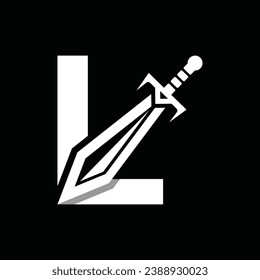 Letter L Schwert Waffe Logo Vektorgrafik, abstrakte Vektorgrafik, Gepäckstücke und Knifes, Logotyp Element für Vorlage.