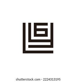 Letter L, t, y and number 6, square geometric symbol simple logo vector