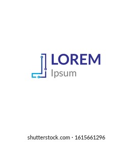 Letter L tech logo concept with line art style and minimalist