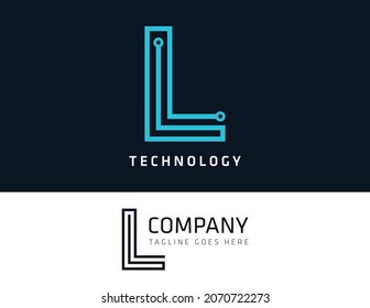 Letter L Tech Logo Design. Vector logo template