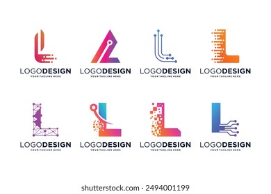 Buchstaben L Tech Logo Design. Logo-Konzept für Digital, Connection und Wissenschaft