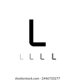 Letra L, letra técnica del alfabeto digital, incluyendo conjunto de cuatro de diferentes grosores, Ilustración vectorial 10eps