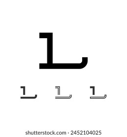 Letter L, technical digital alphabet font, including set from four of different types, vector illustration 10eps