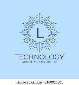 letter L technology boundaries artificial intelligence initial vector logo design element