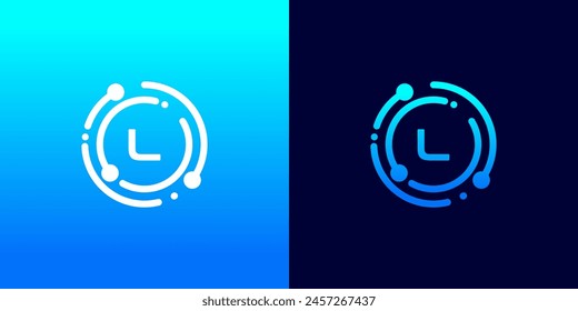 letter L technology logo with connection circle dots for technology,data,internet,computer