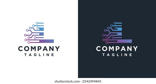 modelo de design do logotipo da tecnologia da letra L.	