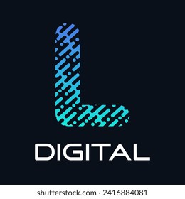 Plantilla de logotipo del vector de tecnología Letter l. Adecuado para tecnología, digital, web, enlaces, internet, medios, etc