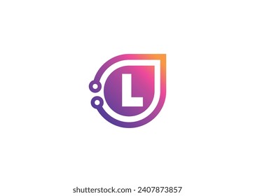 Letter L Technology vector monogram logo design template. Letter L molecule, Science and Bio technology Vector logo