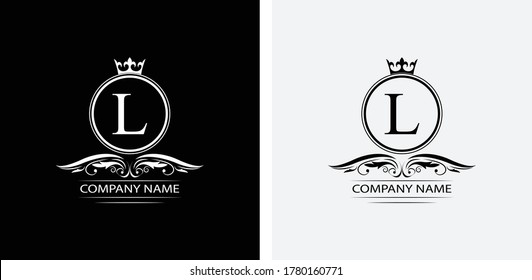 letter L template logo Luxury letter with crown. Monogram alphabet . Beautiful royal initials letter.	
