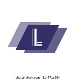 Letter L and three foursquare blue shades. Vector design logo. The logo can be used for the creative industry, network, business and company. Vector illustration.