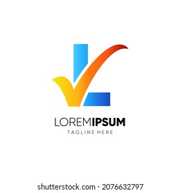 Letter L Tick or Check Mark Logo Design Vector Icon Graphic Emblem Illustration Background Template