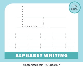 Letter L tracing alphabet worksheets, Alphabet tracing worksheet with letter and vocabulary Free Vector