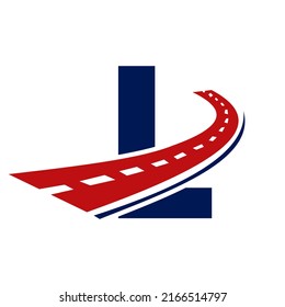 Letter L Transport Logo. L Letter Road Logo Design Transportation Sign Symbol