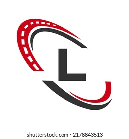 Letter L Transport Sign, Transportation Logo Design Template. Automotive Sport Road Logo Element