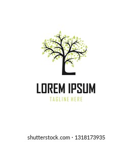 Letter L Tree Nature Vector Logo Design