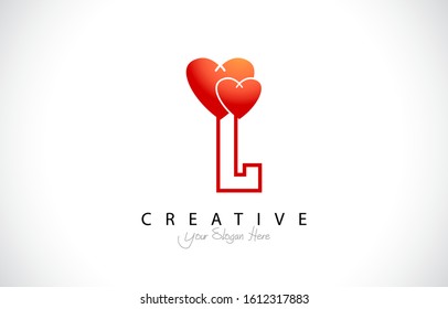 Letter L Trendy Design Logo Concept. Creative Icon Logo with Heart Shape valentine Vector Illustration.