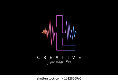 Letter L Trendy Design Logo Concept. Creative Icon Logo with Sound Wave Vector Illustration.